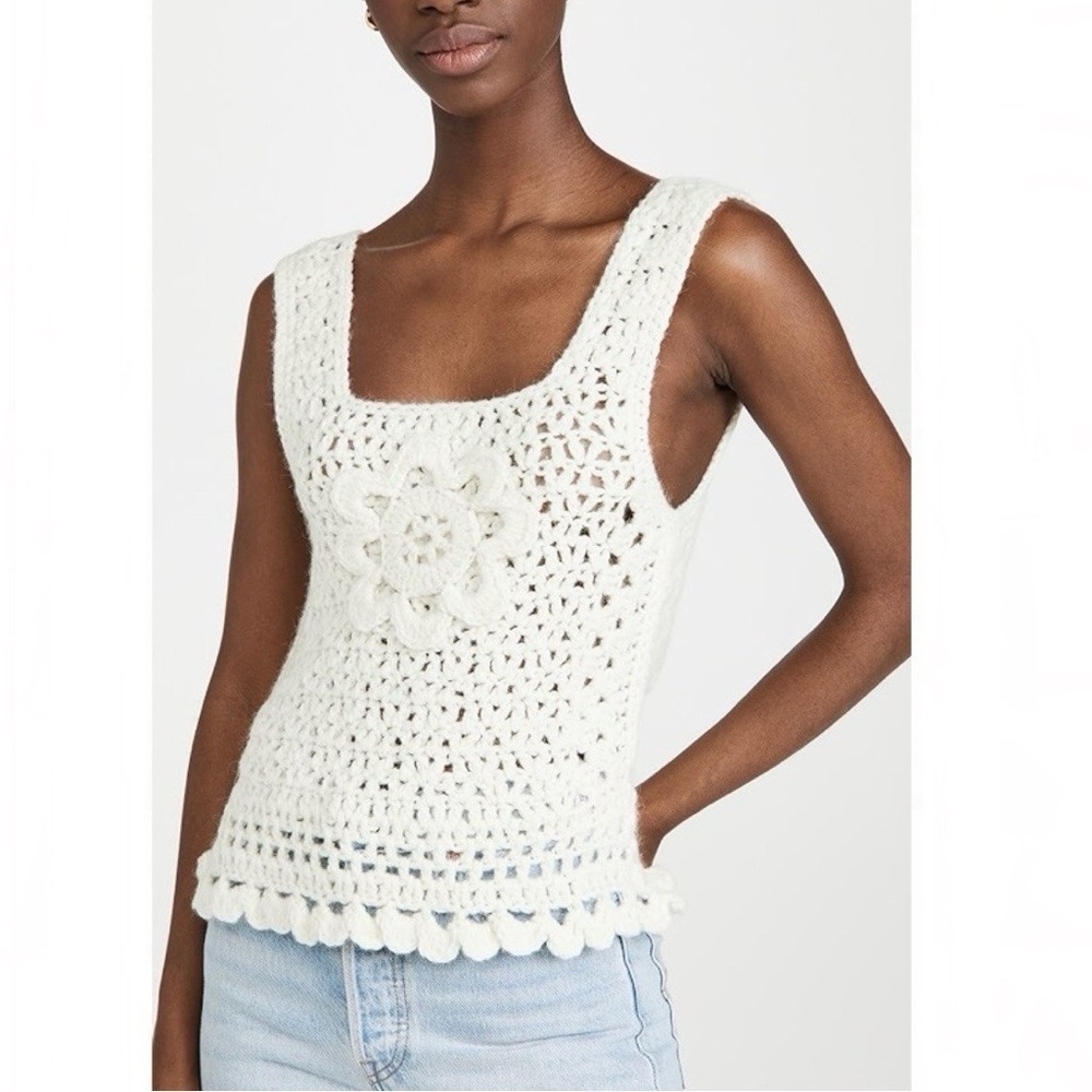 Batsheva Daisy Appliqué Crochet Top